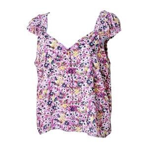 J.Crew‎ Floral Button Crop Top Women’s XL Coquette Boho Cottagecore Garden Party